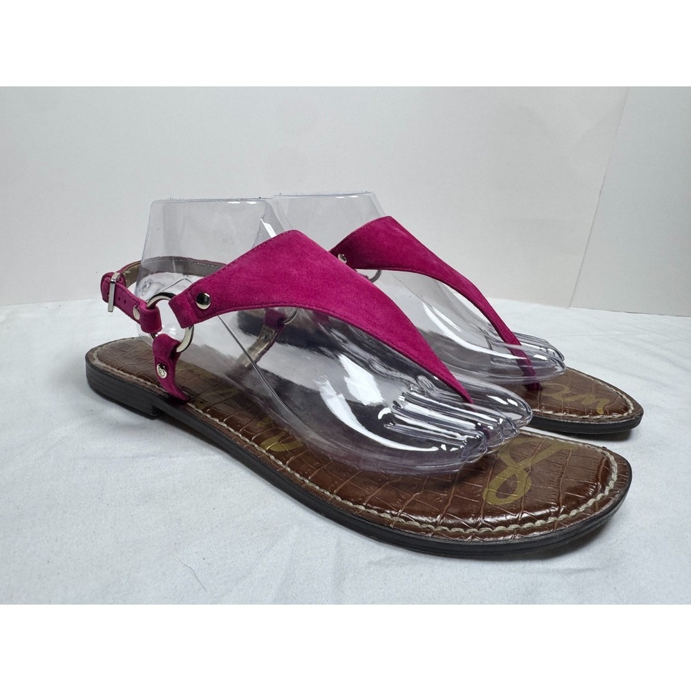 Sam Edelman Greta Women's Thong 10M Fushia Pink Leather Buckle Strap Sandals